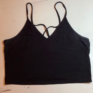 Tillys cross back black tank crop top